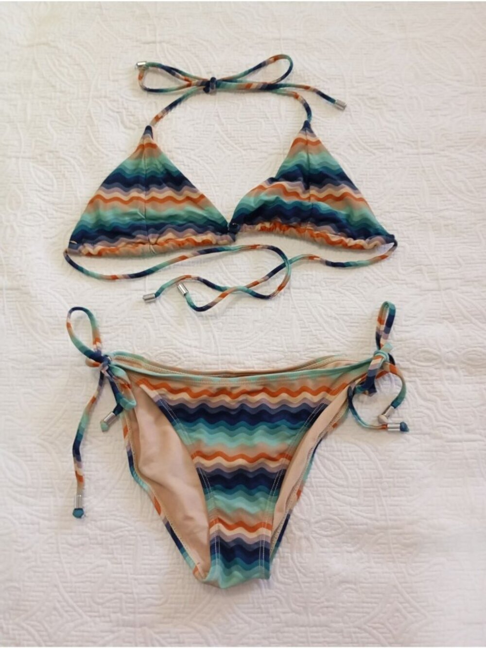 Heat Swimwear Multicolor Chevron Bikini Set Triangle Top XL  Beach/Pool Ready
